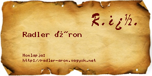 Radler Áron névjegykártya
